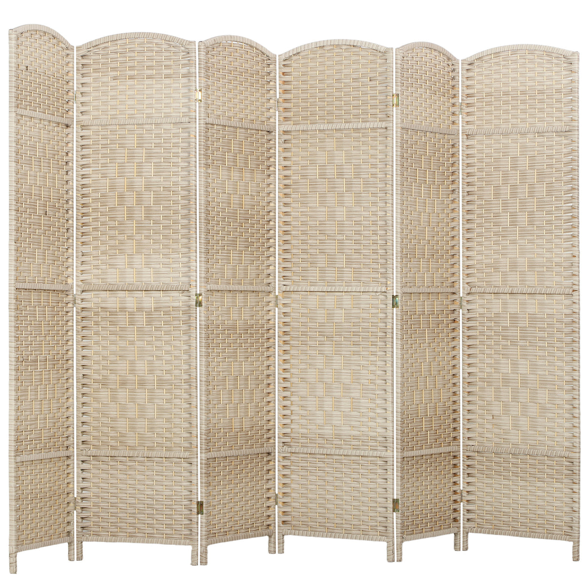 Paravent intérieur en bois 6 panneaux séparateur de pièce pliable pour salon chambre 270 x 180 cm Chêne-0