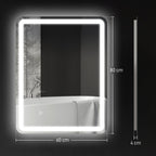 Miroir de salle de bain 60 x 80 cm, miroir LED mural avec 3 couleurs lumière, dimmable, mémoire, anti-buée, argent-2