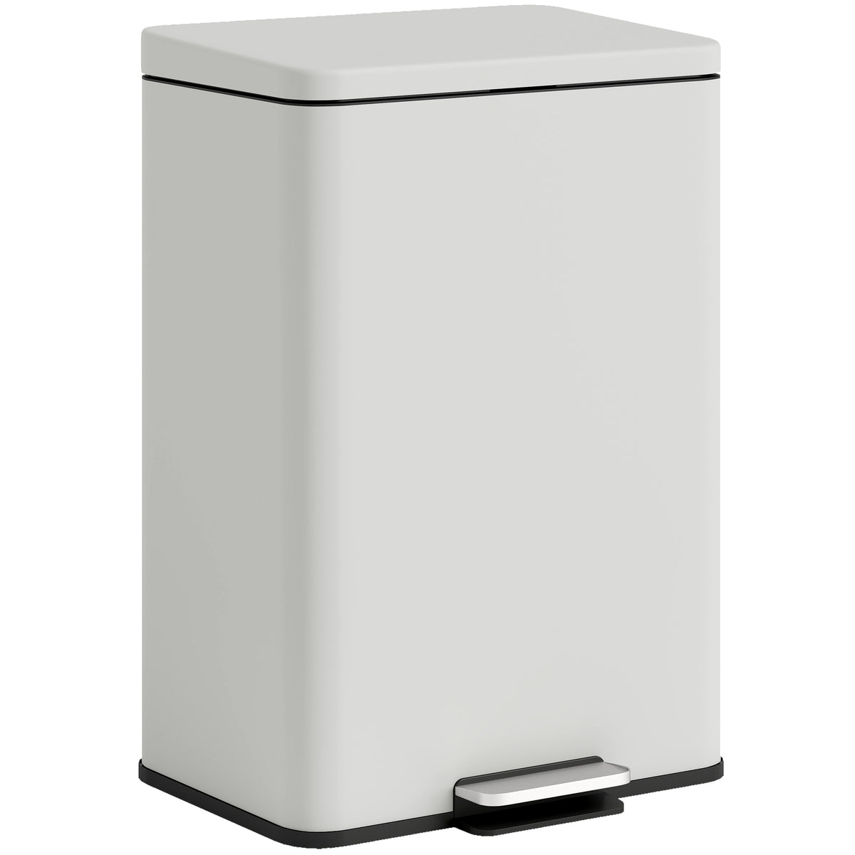 Poubelle de Cuisine 20 L en Métal, Poubelle avec Pédale, Couvercle à Fermeture Douce, Crème-0