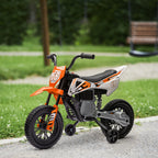 Moto électrique pour enfant moto cross pour enfants de 3 à 6 ans 2 moteurs 12V vitesse 5 km/h 109,5x60x72,5cm orange-1