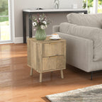 Lot de 2 tables de chevet avec 2 tiroirs cannelés pour chambre à coucher, salon, 40 x 40 x 53 cm, chêne-8