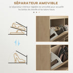 Meuble à chaussures 4 abattants 20 paires étagère réglable style bohème pieds en bois massif 105 x 24 x 97,5 cm naturel-5
