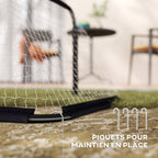 Lot de 2 Mini Cages de Football Pliables avec Filet et Piquets d'Ancrage au Sol, Métal Époxy et Oxford, 90x36x60cm, Noir-4