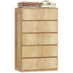Commode 5 tiroirs meuble de rangement sans poignées design minimaliste 60 x 39 x 100 cm bois naturel-7