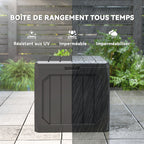Coffre de rangement exterieur 121L, coffre de jardin avec poignées, conteneur étanche, 56 x 45 x 53 cm, noir-6