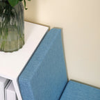 Bibliothèque banc 2 en 1 avec 5 compartiments de rangement et 2 coussins 108 x 30 x 60 cm blanc bleu-8