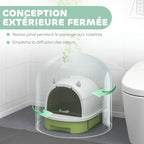 Maison de toilette pour chat bac à litière fermé chat poignée de transport porte translucide 40,5 x 52 x 39 cm vert-3