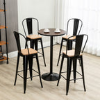 Lot de 4 tabourets de Bar Industriel avec Dossier Repose-Pied Hauteur Assise 76 cm métal noir Panneaux Multicouches Imitation Bois Clair-9