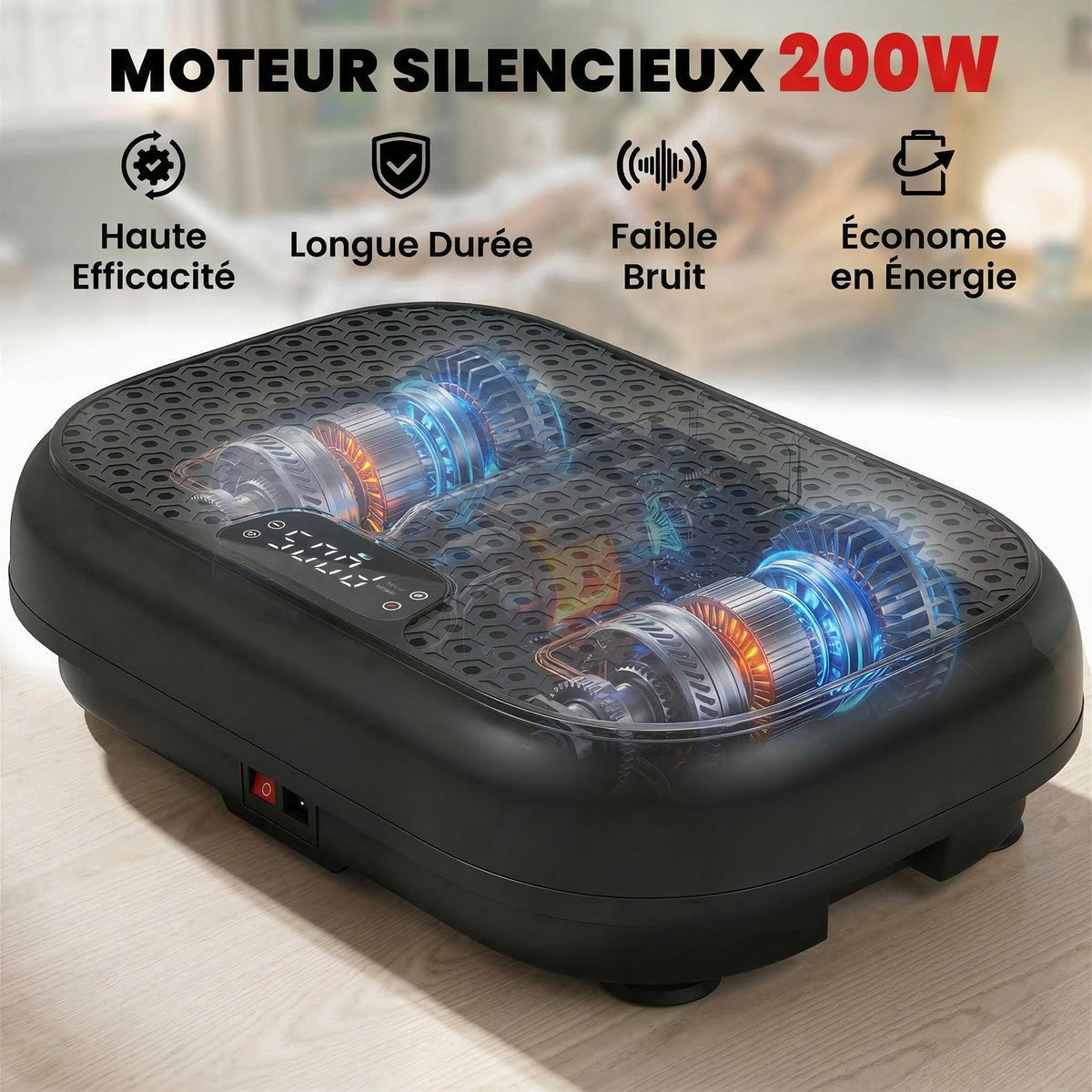 Plateforme Vibrante Fitness Appareil de Musculation 200W Plaque Vibrante 120 Vitesse 5 Programmes Perte de Poids Noir-3