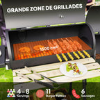 Barbecue à Charbon fumoir BBQ Grill Smoker sur Pied avec Couvercle, roulettes, thermomètre, étagères Noir-4