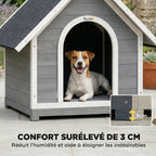 Niche pour Chien Extérieur Maison pour Chien Corps Entièrement Ouvrant pour Nettoyage Facile 84x101x86 cm Gris et Blanc-5