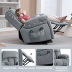 Fauteuil releveur électrique avec fonction massage et chaleur inclinaison réglable revêtement synthétique tissu gris-8