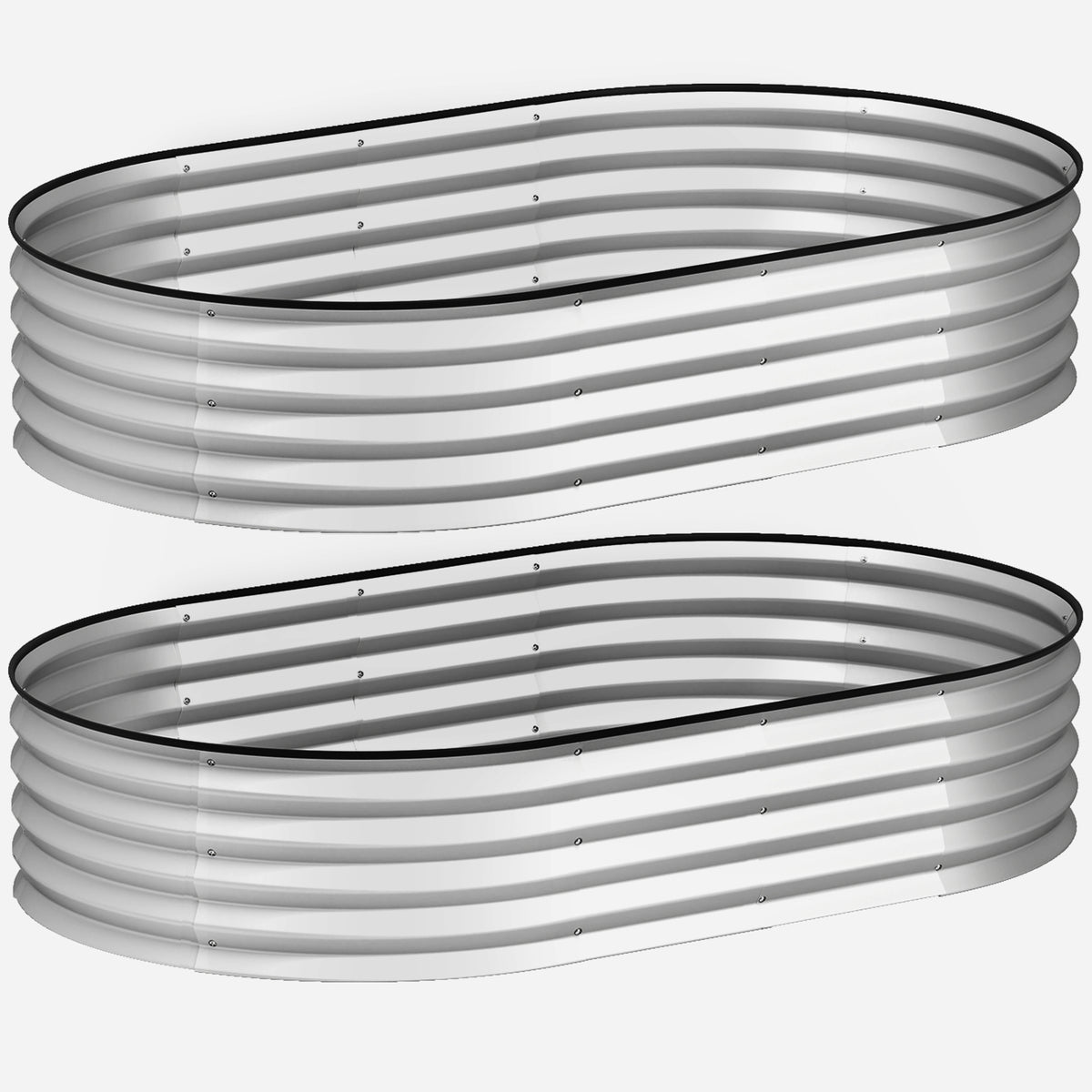 Lot de 2 jardinières surélevées galvanisées en acier kit de lits de jardin bordure caoutchouc 152 x 91 x 30 cm argent-0