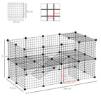 Cage parc clôture pour animaux domestiques enclos pour petits animaux modulable 2 niveaux 72 panneaux bords arrondis-2