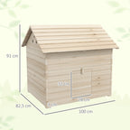 Abri pour canards maison pour canards avec toit ouvrant ventilation et porte-rampe 100 x 82,5 x 91 cm bois naturel-2