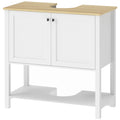 Meuble sous lavabo, meuble de salle de bain moderne avec 2 portes, étagère ouverte, découpe en U, 80 x 40 x 80 cm, blanc-0