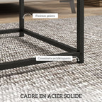 Lot de 2 tables gigognes tables basses carrées tables de salon cadre en acier et plateaux en bois gris-6