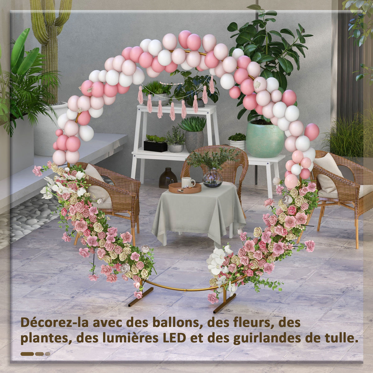 Arche de jardin arche à rosiers arche de plantes grimpantes pour mariage, anniversaire, cérémonie et banquet acier doré-3