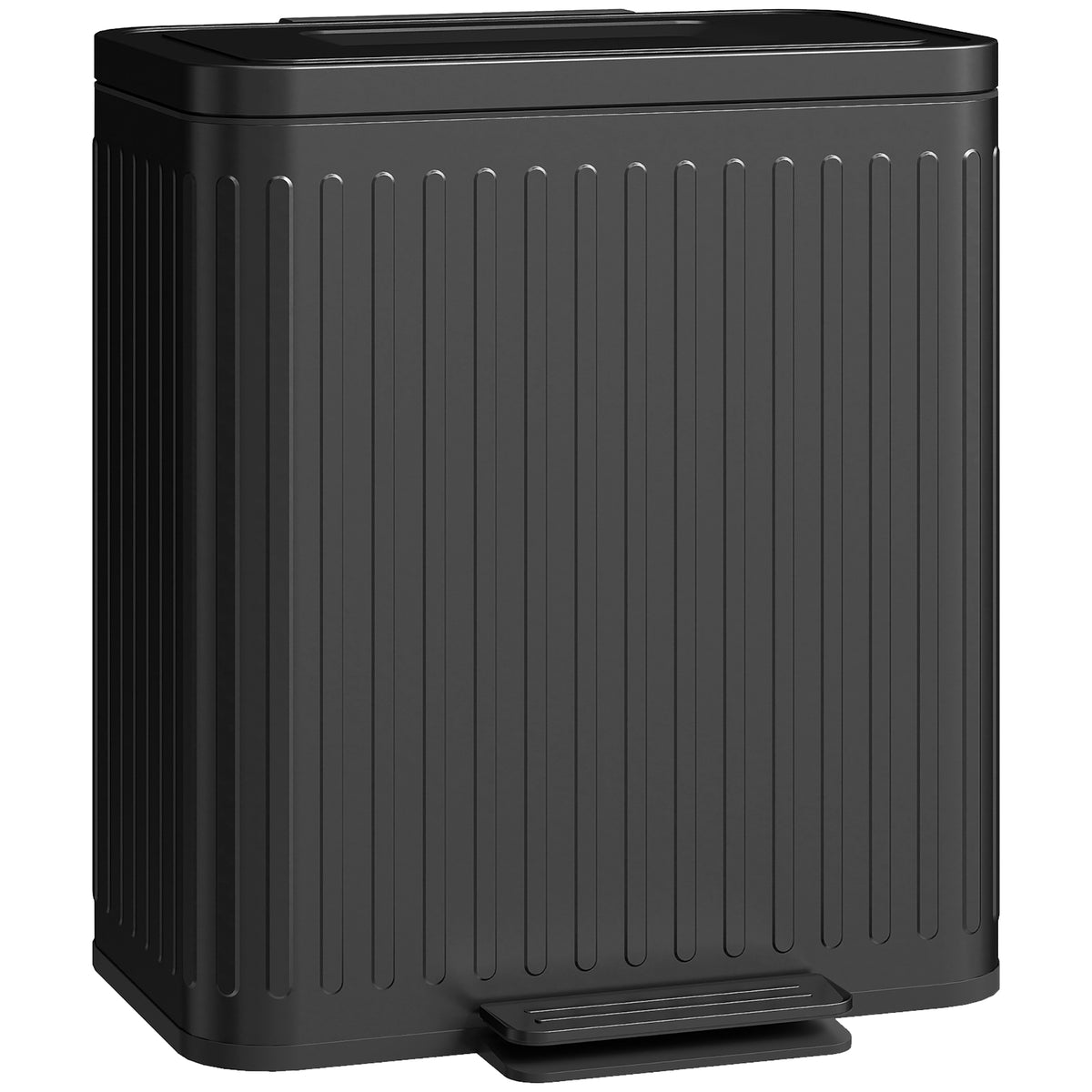 Poubelle à double compartiment 2 x 20L, poubelle de cuisine à pédale, seaux intérieurs amovibles, 45,5x36,5x51cm, noir-0