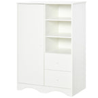 Armoire avec Porte et 5 étagères, 3 niches, 2 tiroirs, meuble de rangement blanc pour chambre, salon, bureau-9