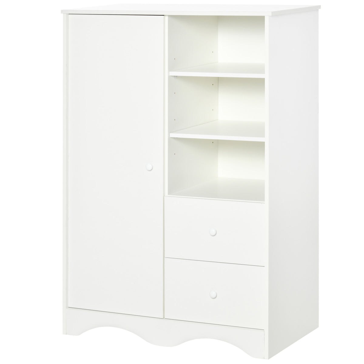 Armoire avec Porte et 5 étagères, 3 niches, 2 tiroirs, meuble de rangement blanc pour chambre, salon, bureau-9