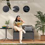 Banc extérieur jardin 2 places banc de rangement 160L en rotin PE avec coussin 2 oreillers 112 x 62 x 82 cm gris-5
