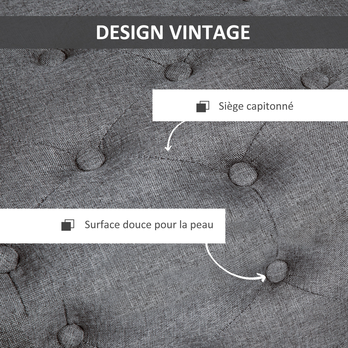 Banc de rangement pouf salon bout de lit coffre de rangement pour salon, chambre, entrée, 100 x 40 x 44 cm, gris foncé-5