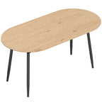 Table à manger extensible ovale pour 4 à 6 personnes, table de cuisine 120-160 cm, bords arrondis, chêne-0