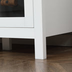 Buffet salon, meuble de rangement avec 1 placard double porte, 2 placards à porte vitrée, 2 tiroirs et étagère réglable, style moderne, buffet salle à manger et cuisine, 120x40x90cm, blanc-8