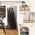 Lot de 4 chaises pliantes chaises de salle à manger portables cadre en acier 45 x 46 x 78 cm gris-5