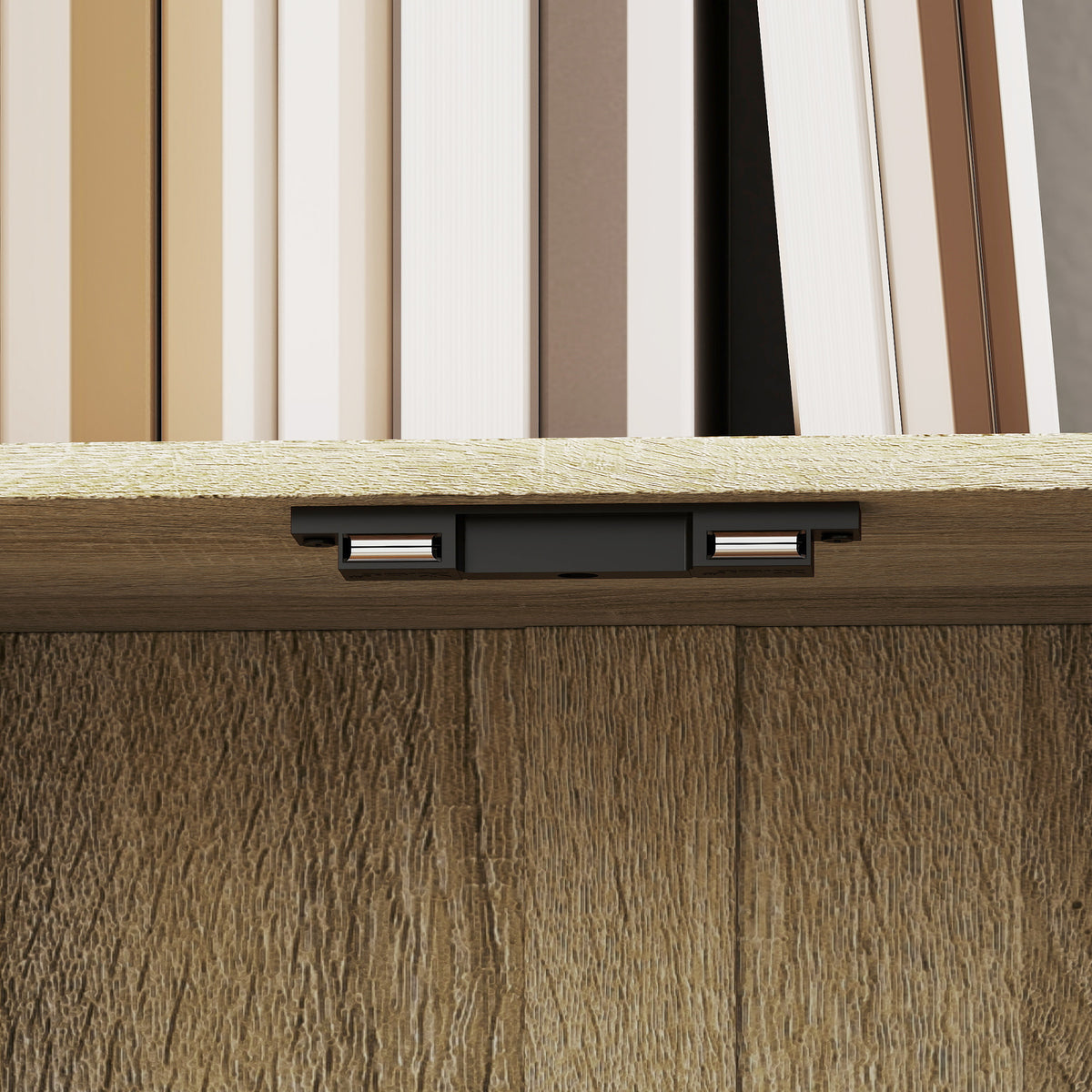 Bibliothèque à 5 niveaux, meuble de rangement avec étagères et placard double porte, 60 x 23,8 x 179,2 cm, bois naturel-8