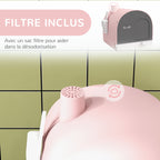 Bac à litière pour chat avec porte battante pelle et filtre inclus dim. 43L x 44l x 47H cm rose-5