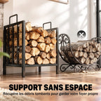 Range bûches Porte-bûches Etagère porte bois de cheminée charge max 15 Kg 44x33x46cm métal époxy noir-6