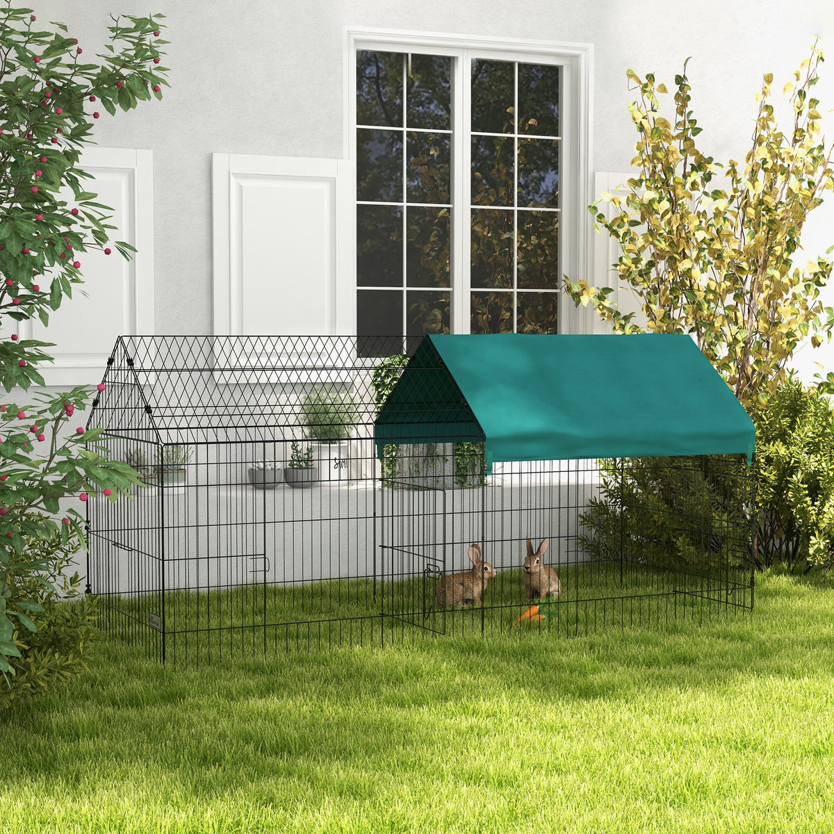 Parc enclos modulable acier avec bache pour lapins rongeurs petits animaux intérieur extérieur 220L x 85l x 103H cm-1