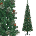 Sapin arbre de Noël artificiel 195 cm 556 branches avec 27 pommes de pin+ support pied pliable vert-0