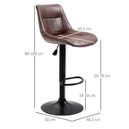 Lot de 2 tabourets de Bar Vintage réglable pivotant avec Repose-Pied revêtement synthétique Marron Effet Vieilli-2