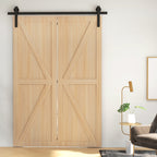 152,5 CM Quincaillerie de porte coulissante pliante kit de rails de porte de grange coulissante en acier pour 2 portes-7