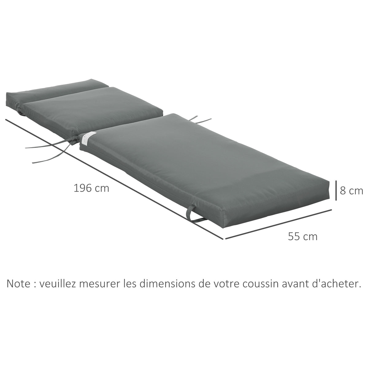 Lot de 2 Matelas pour Chaise Longue transat Bain de Soleil avec Sangles d'attache pour Jardin MATELAS-2