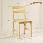 Lot de 2 chaises de salle à manger en bambou, chaises de cuisine sans accoudoirs avec assise à lattes, bois naturel-2