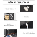 Table de console table d'entrée style table de drapier néo-rétro 2 tiroirs 2 étagères dim. 100L x 30,5l x 80H cm en bois noir-5
