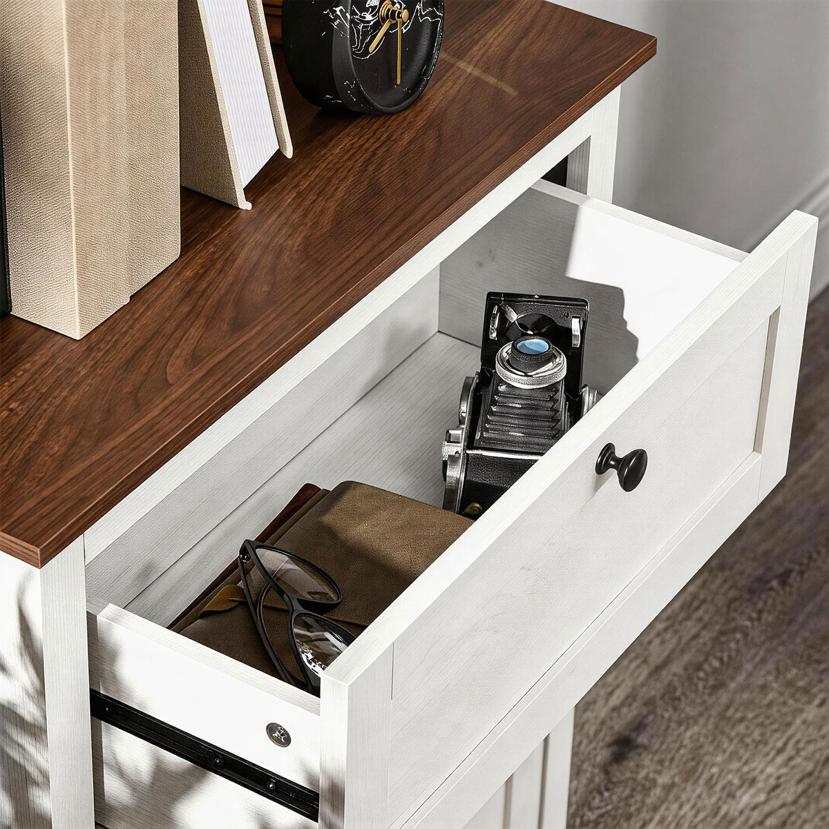 Meuble de rangement buffet multi-rangements 2 portes avec étagère réglable 1 tiroir, dim. 60L x 30P x 87,5H cm-6