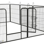 Parc enclos modulable acier époxy porte verrouillable pour chiens petits animaux intérieur et extérieur 80 x 80 cm gris-9