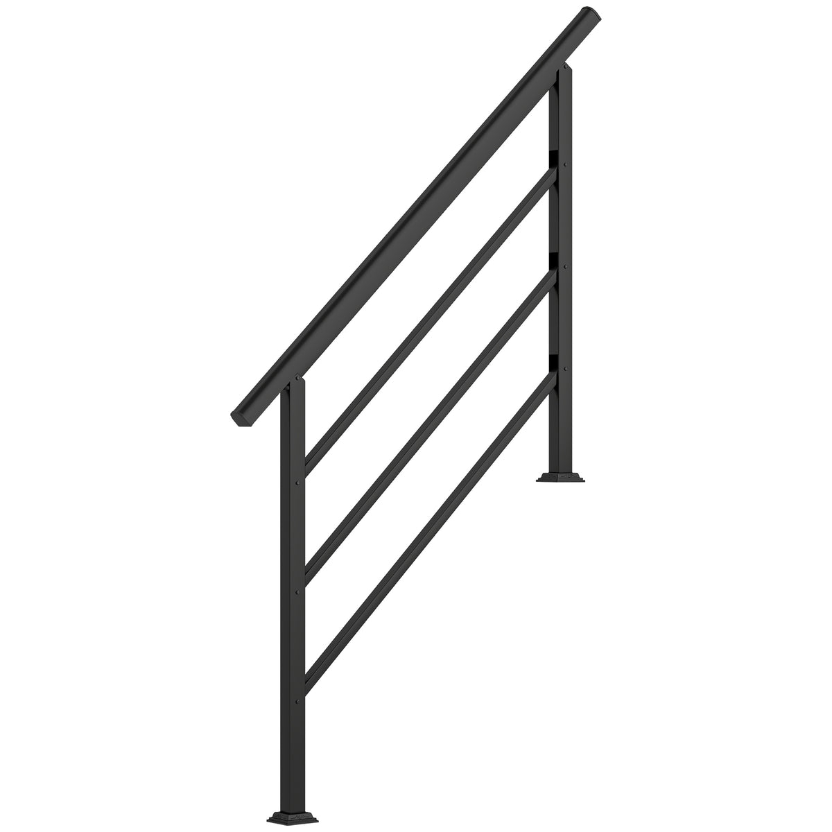 Rampe d'Escalier Extérieure pour 1 à 4 Marches, Main Courante Escalier en Métal avec Kit d'Installation, Noir-0