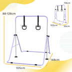Barre de gymnastique pour enfants, barre horizontale pliable à hauteur réglable avec anneaux de gymnastique, violet-2