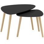 Lot de 2 tables basses gigognes design scandinave pieds en bois et plateau en bois, noir-0