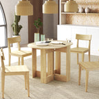 Table pliable de cuisine salle à manger 2 abattants - table ovale extensible - en bois chêne-1