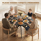 Table à Manger Ronde pour 4 Personnes 100 cm, Style Industriel avec Plateau Aspect Bois, Piètement Croisé en Acier, Noir-4