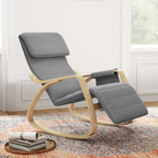 Fauteuil relax à bascule fauteuil allaitement avec repose-pieds réglable, poche latérale et appui-tête, gris-9