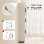 Meuble de salle de bain, meuble de rangement 6 niveaux, 6 portes dont 2 vitrées, étagères réglables, 60x30x170cm, blanc-6