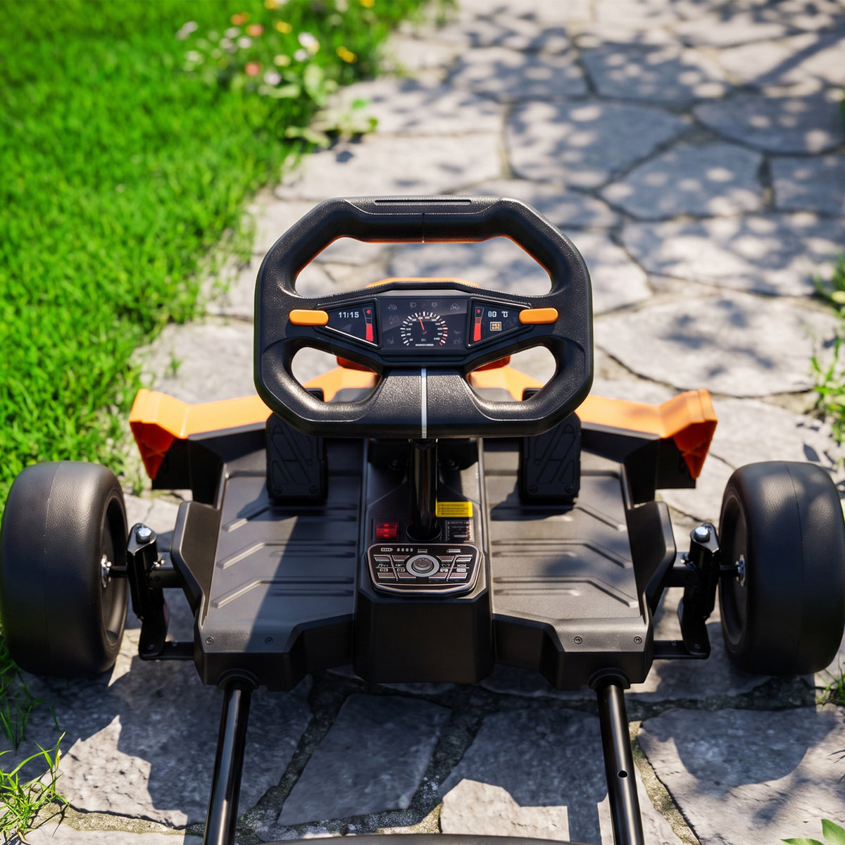 Kart Électrique pour Enfants 12 V, Go Kart, 2 Moteurs, Siège Réglable, Batterie au Lithium, Démarrage Progressif, Orange-9